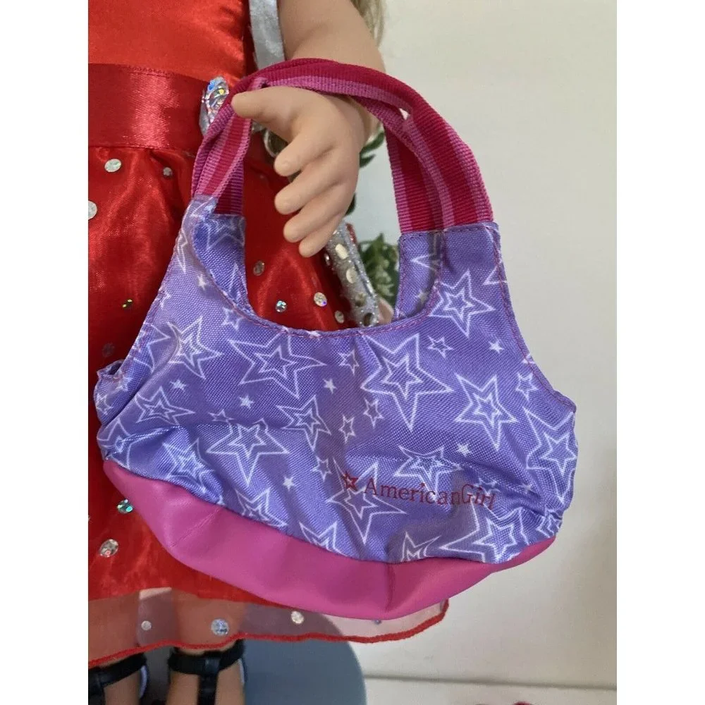 American Girl Battat OG Retired Purple Pink Stars Hand Bag for Dolls 16